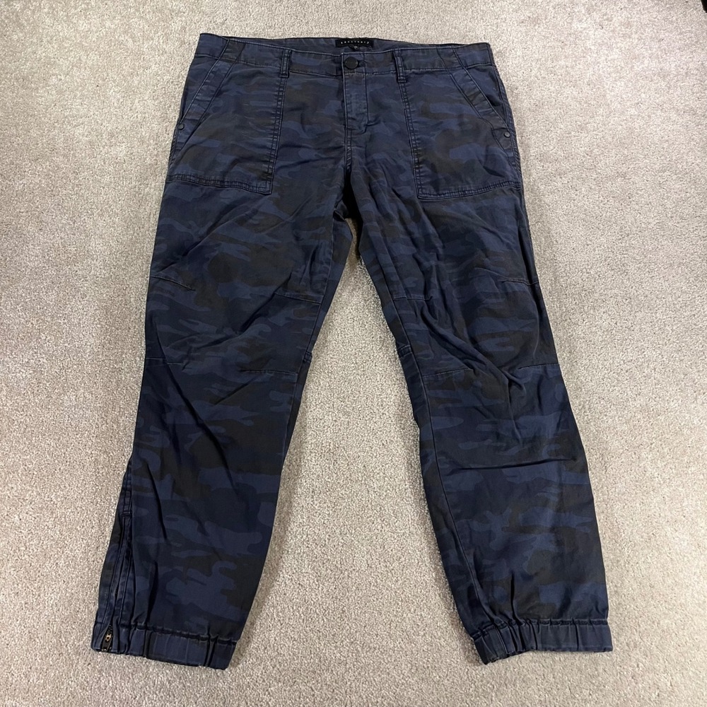 Sanctuary Cargo Pants Mens 31 Navy Blue Camo Ankle Zip Jogger‎ Hipster